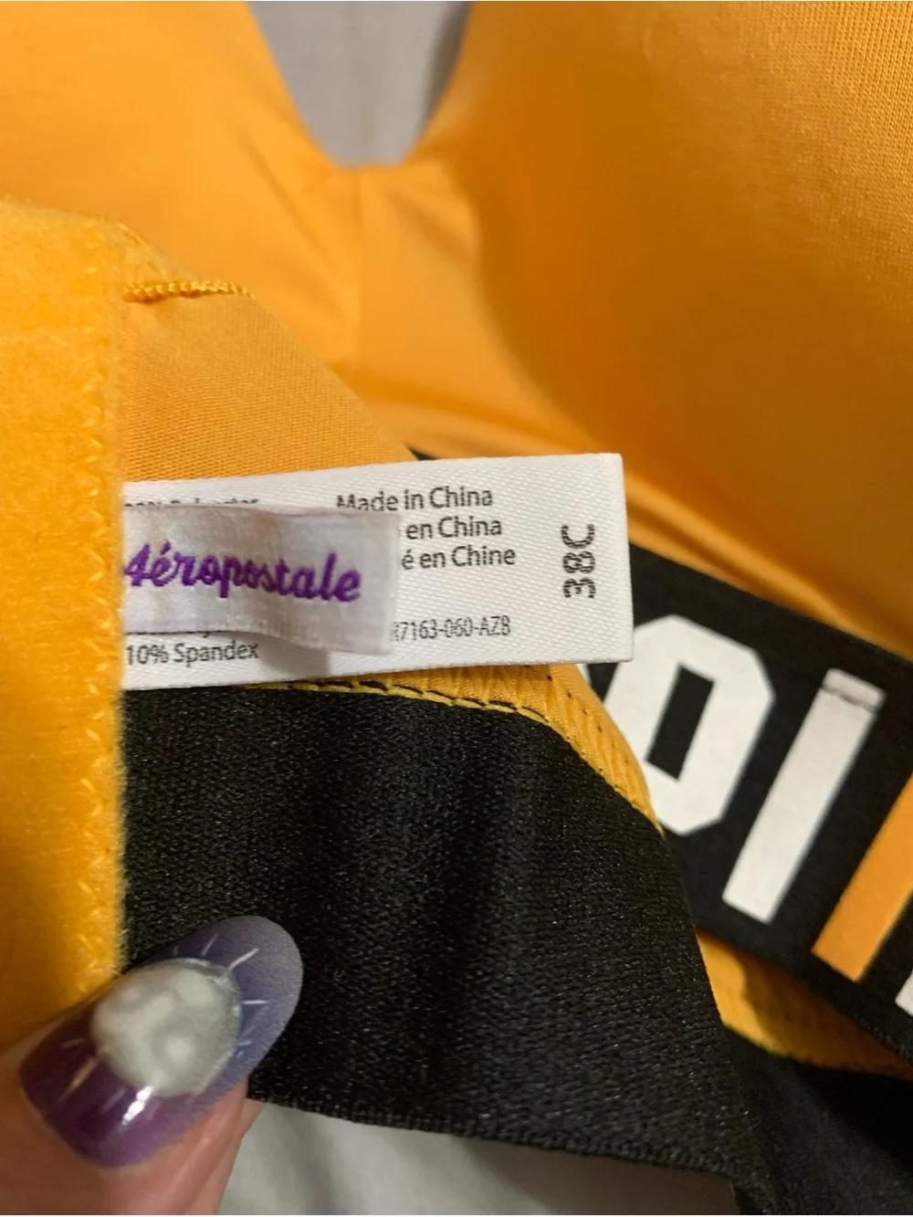 Aeropostale Aero Logo Racerback Bra Mustard Yellow 38C